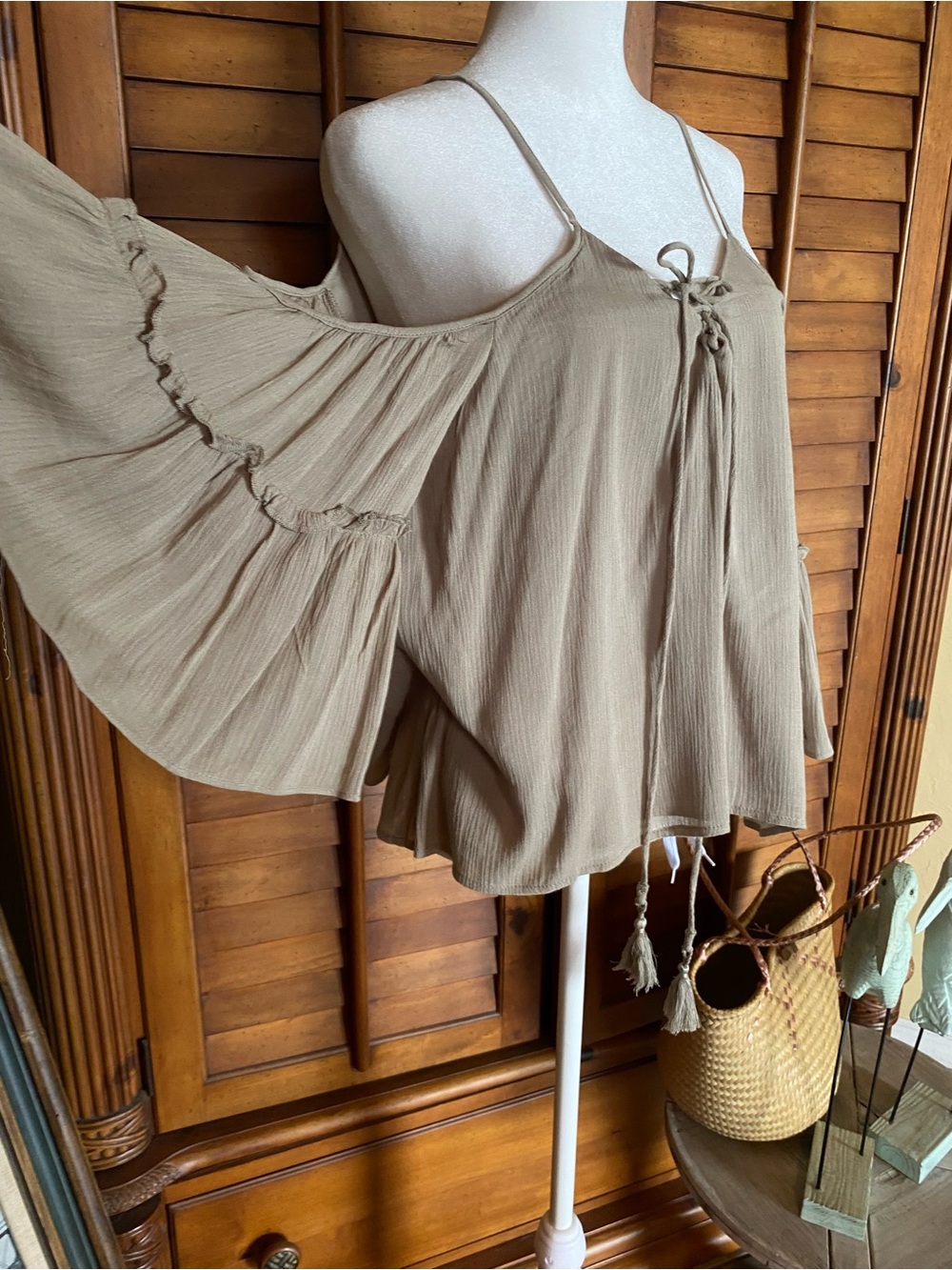 Peasant Blouse in Beige Size S